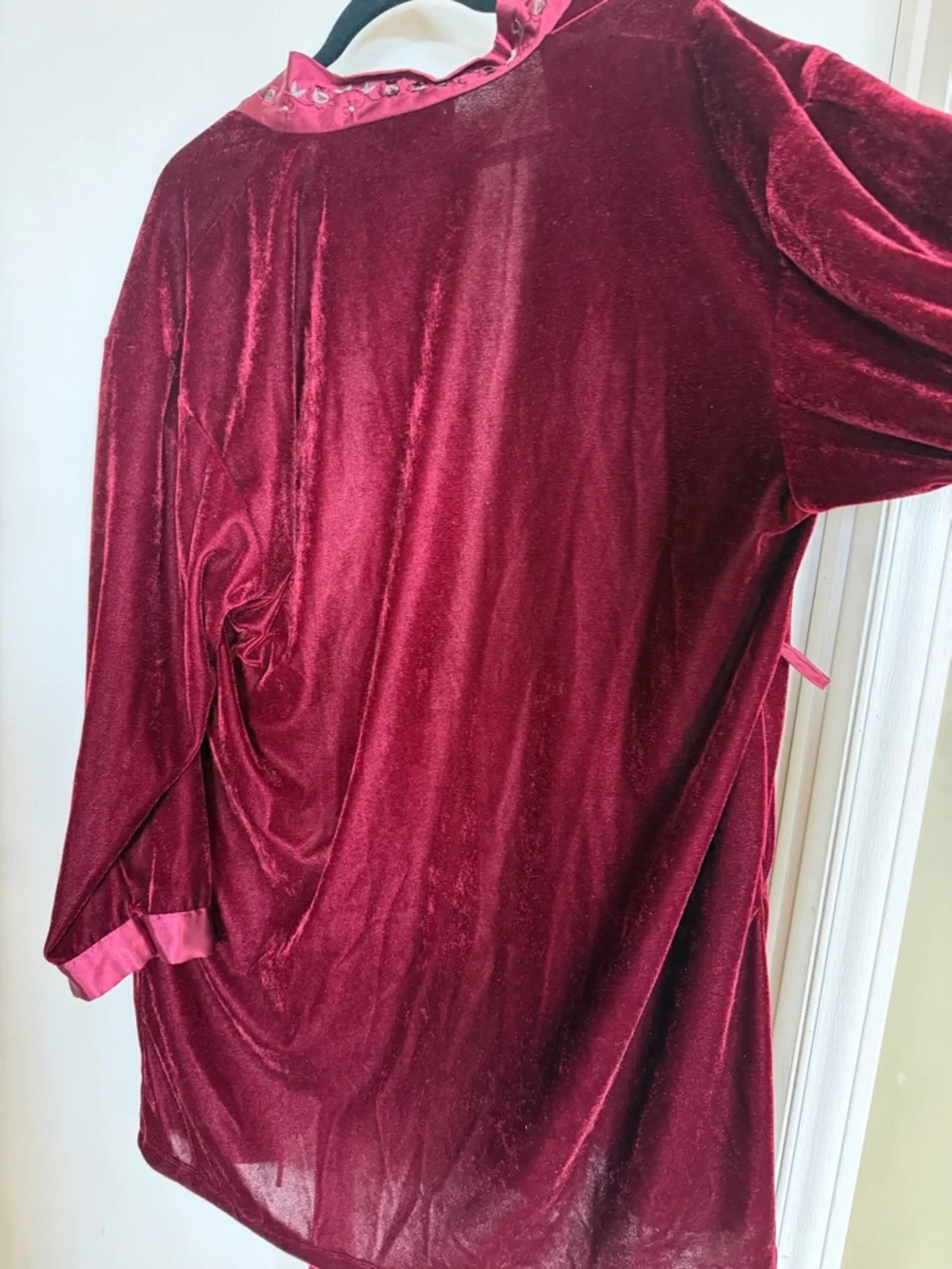 Vintage Rose Passion Burgundy Velvet Nightgown Robe Set L Y2K - Picture 9 of 12